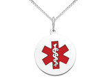 Medical Charm Pendant Necklace in 14K White Gold with Chain